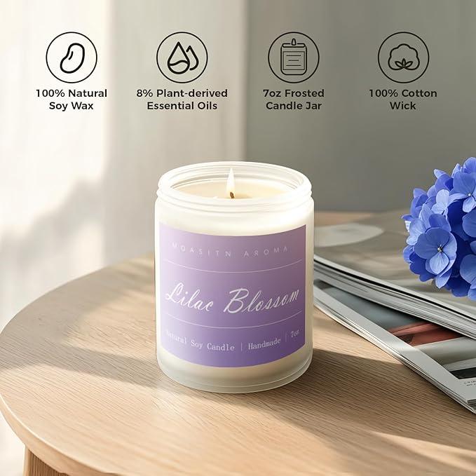 MOASITN Lilac Blossom Spring Soy Candle| Lavender,Lilac,Lemon Scented Candle for Home| Long Burning