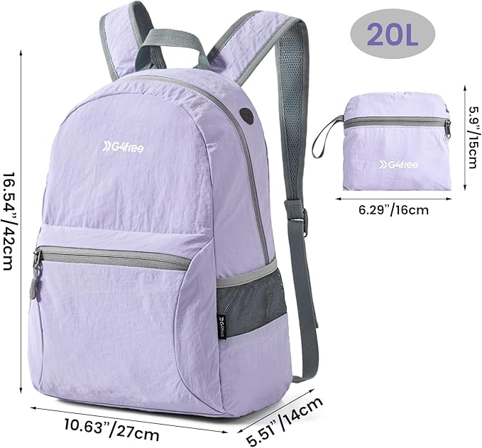 G4Free 20L Lightweight Packable Backpack Travel Hiking Daypack Foldable Backpack for Men
