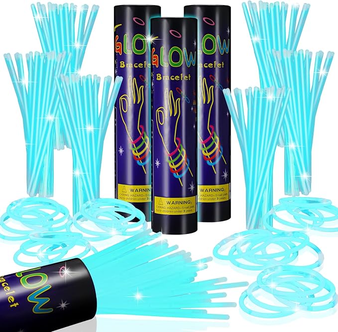 Hanaive 300 Pcs Glow Sticks Bulk 8 Inch Glow in The Dark Party Favors Neon Bracelets and Necklaces