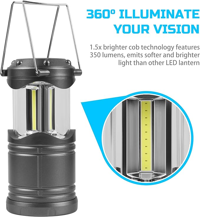 Lichamp LED Camping Lantern, 4 Pack Battery Powered Flashlight for Power Outages, Portable