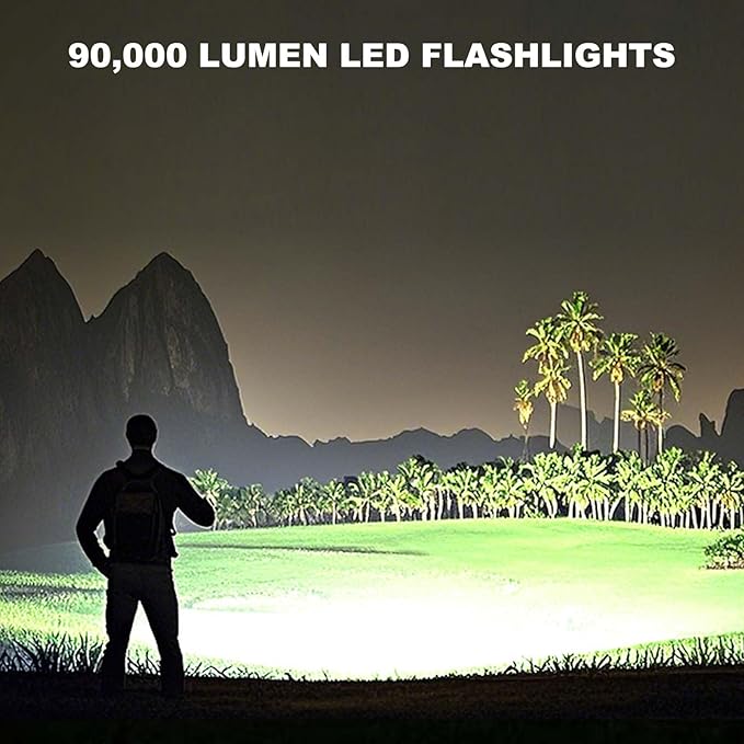 4 Pack Rechargeable LED Flashlights High Lumens, 90,000LM Super Bright Flashlight, Adjustable