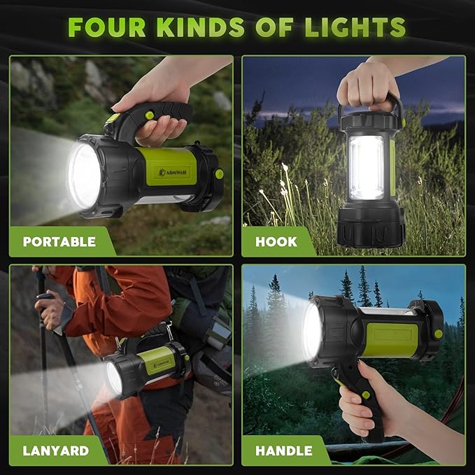 AlpsWolf Camping Lantern Rechargeable, 2 Pack Same LED Flashlight Spotlight Lantern with 800LM