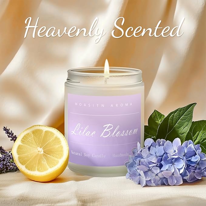 MOASITN Lilac Blossom Spring Soy Candle| Lavender,Lilac,Lemon Scented Candle for Home| Long Burning