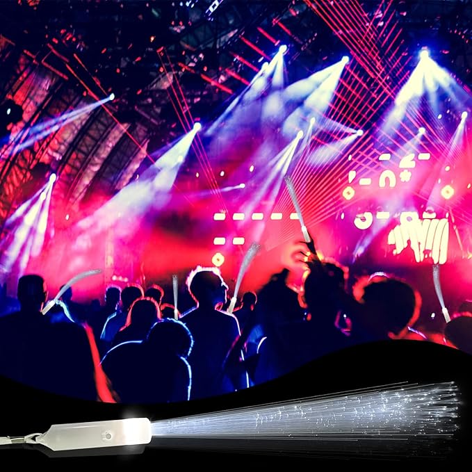 M.best 12pcs Glow Sticks Party Supplies, 3 Flashing Modes Glow in The Dark White Fiber Optic Wands