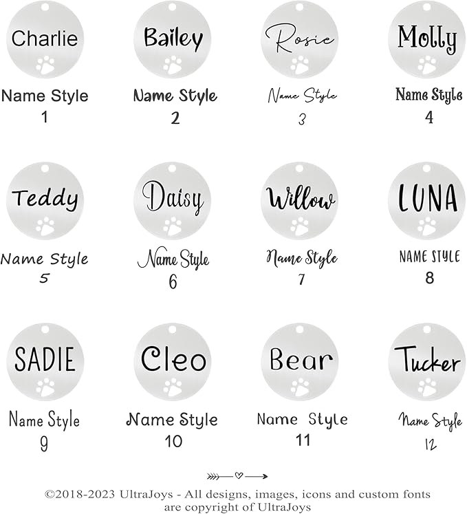 Ultra Joys Dog Tags Personalized for Pets - Hollow Paw Custom Pet ID Tag - Engraved Dog Tag for