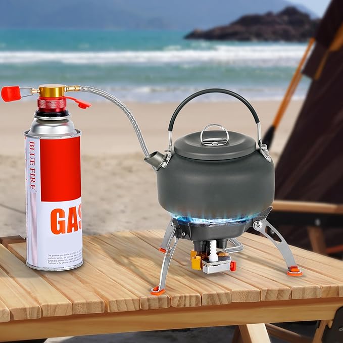 WADEO 7200W Windproof Camping Stove, Camping Gas Stove with Piezo Ignition, Two Fuel Canister