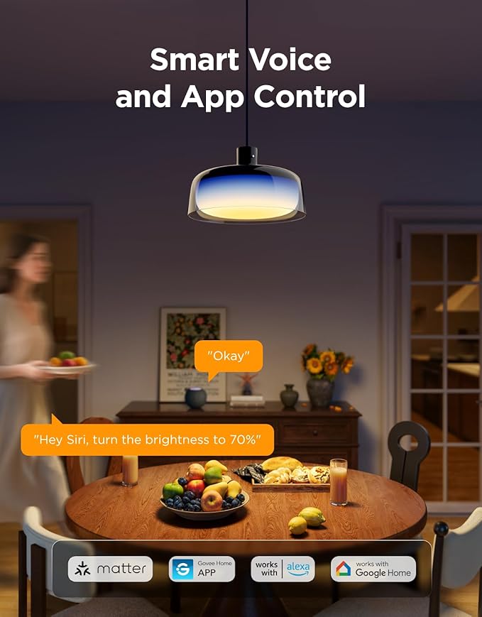 Govee Pendant Light for Kitchen Island, Three-Layer RGBIC Smart Lighting, Matter Compatible, 1300LM