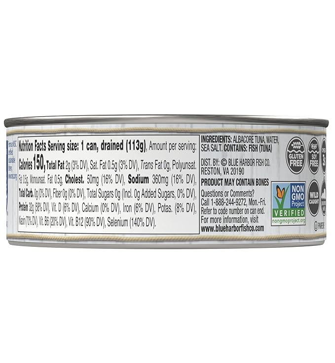 Blue Harbor Fish Co. Wild Albacore Solid White Tuna in Water with Sea Salt - 4.6 oz Can