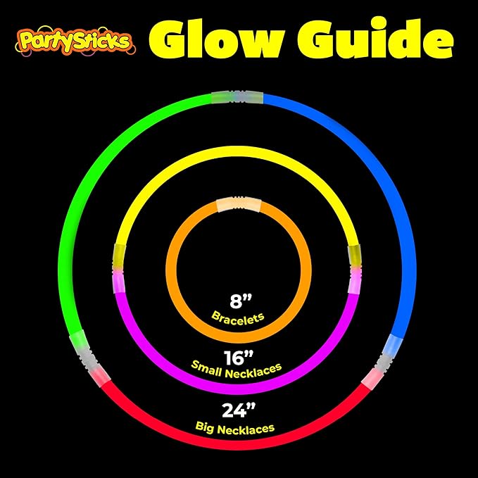PartySticks Moondance Glow Sticks and Connectors - 40pk Glow in The Dark Party Favors with 16 Glow