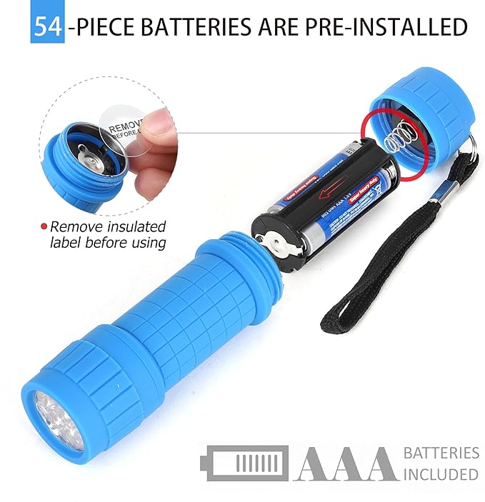 FASTPRO 18-Pack, 9-LED Mini Flashlight Set, AAA Batteries are Included and Pre-Installed, Perfect
