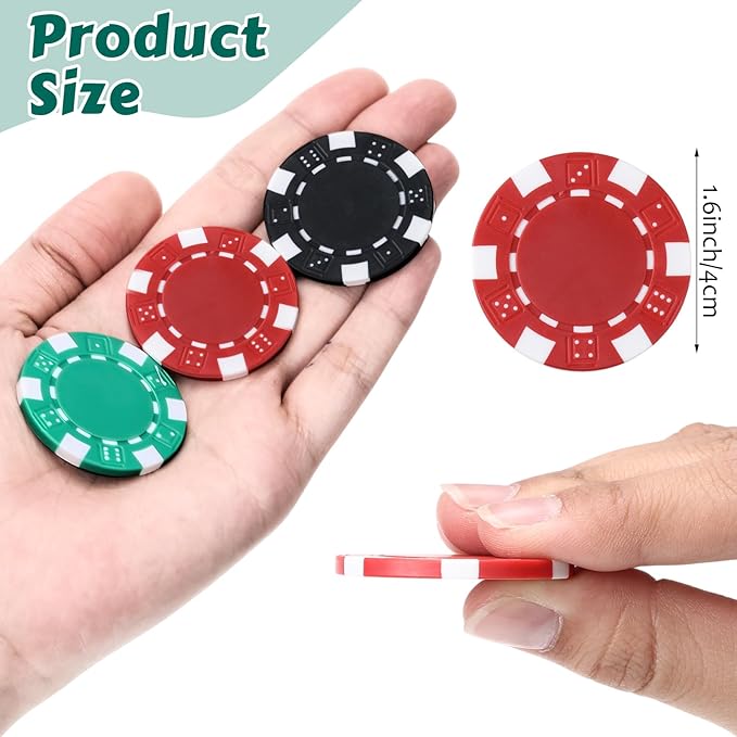 100 Pcs 11.5 Gram Poker Chips ABS Monte Carlo, 40 mm Bingo Chips Tokens Markers Blank Counting Bulk