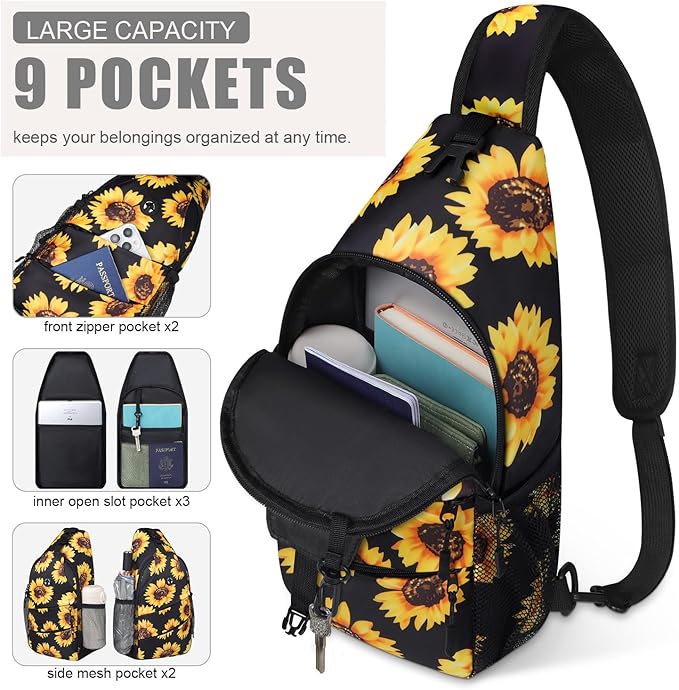 Crossbody Bags for Women Men Trendy Sling Bag Bakpack Casual Chest Bag with Convertible Shoulder