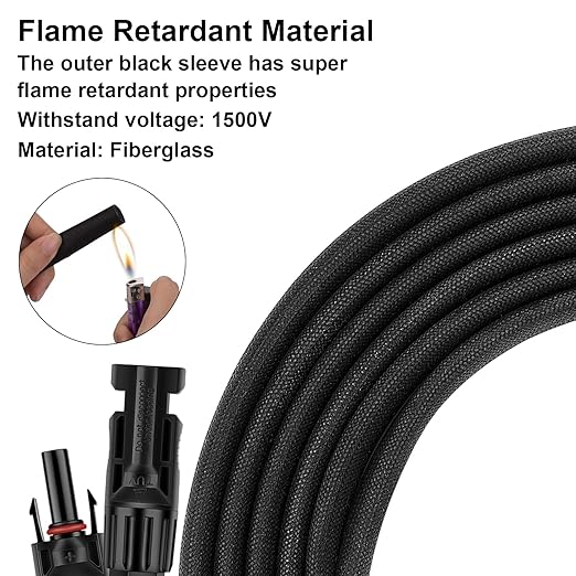 10FT 12AWG Solar Panel Extension Cable with Female and Male Connectors, Solar Cable for Solar