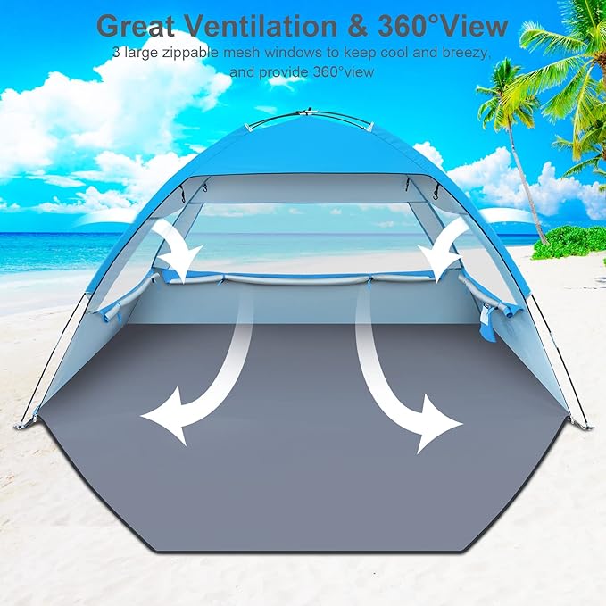 Gorich Beach Tent Sun Shelter for 3/4-5/6-7/8-10 Person with UPF 50ï¼?UV Protection, Lightweight &