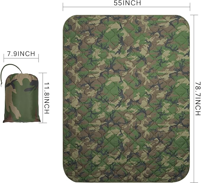 Poncho Liner Military Insulation Outdoor Camping Blanket for Travel, Beach, Grass, Picnic, Car