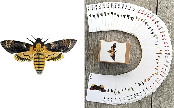 MYSTIC MOTH MENAGERIE Playing Cards (Poker Deck 54 Cards All Different) Rare Vintage Moth Species