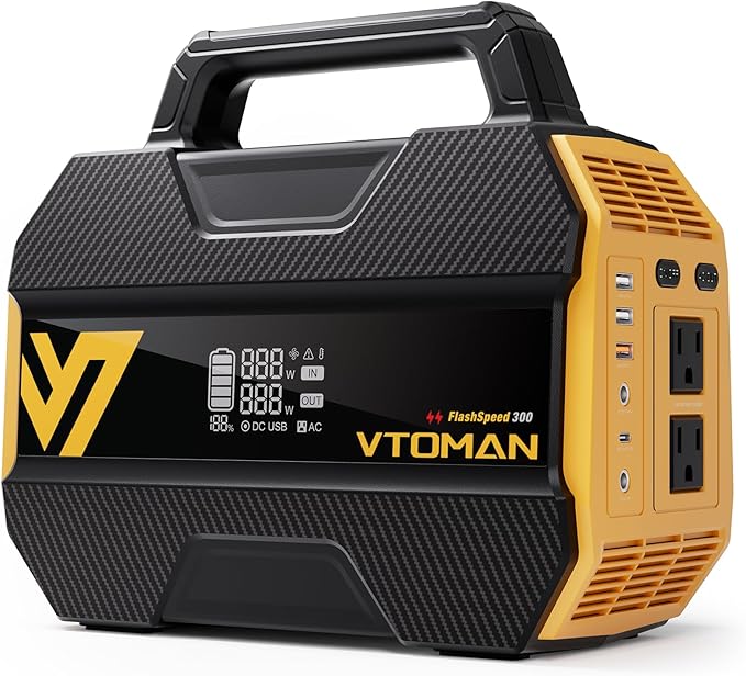 VTOMAN FlashSpeed 300 Portable Power Station 300W, 230Wh Solar Generator with LiFePO4 Battery Pack