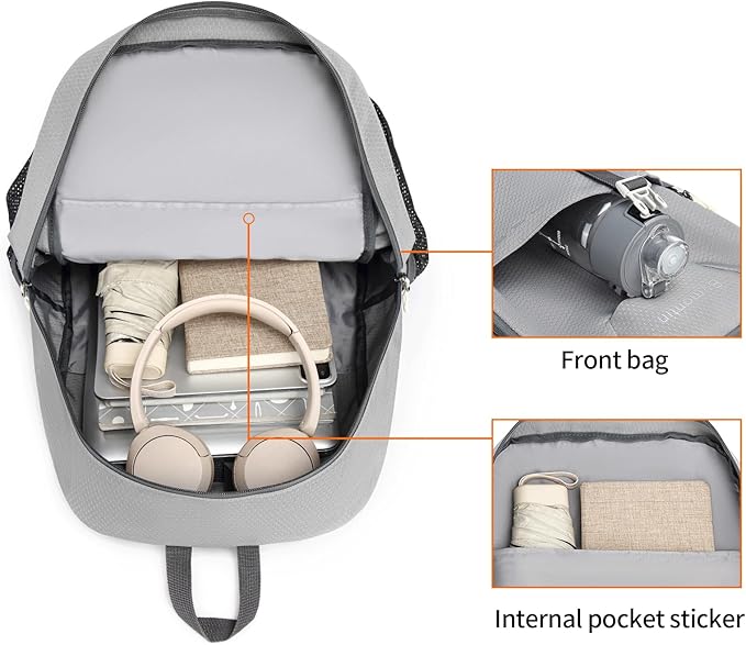 35L Lightweight Packable Backpack – Durable Foldable Daypack for Travel, Hiking, and Gym (Grey)