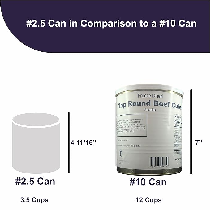 Military Surplus Freeze-Dried Top Round Beef Cubes ??16 oz, Uncooked ??#10 Can ??Long-Term