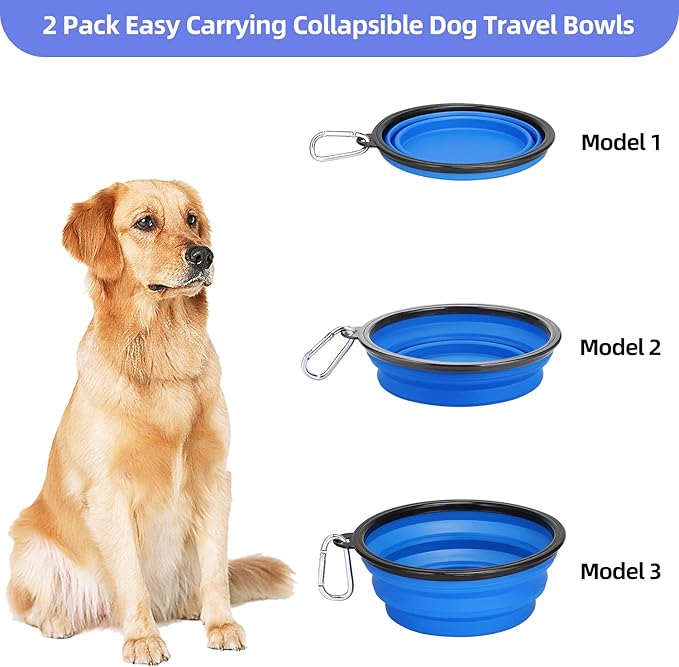 Kytely Large Collapsible Dog Bowls 2 Pack, 34oz Foldable Dog Travel Bowl, Portable Pet Water Food