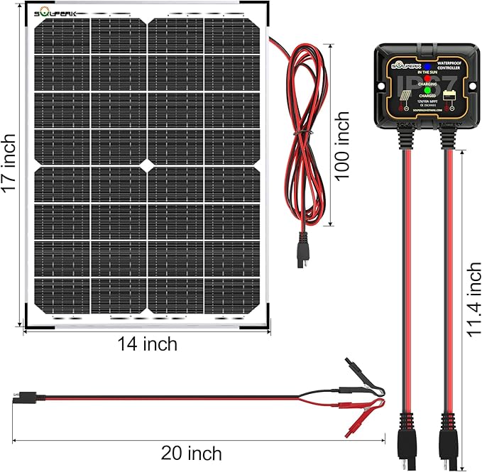 SOLPERK 30W Solar Battery Charger Solar Battery Maintainer + Upgrade 10A MPPT Charge Controller +
