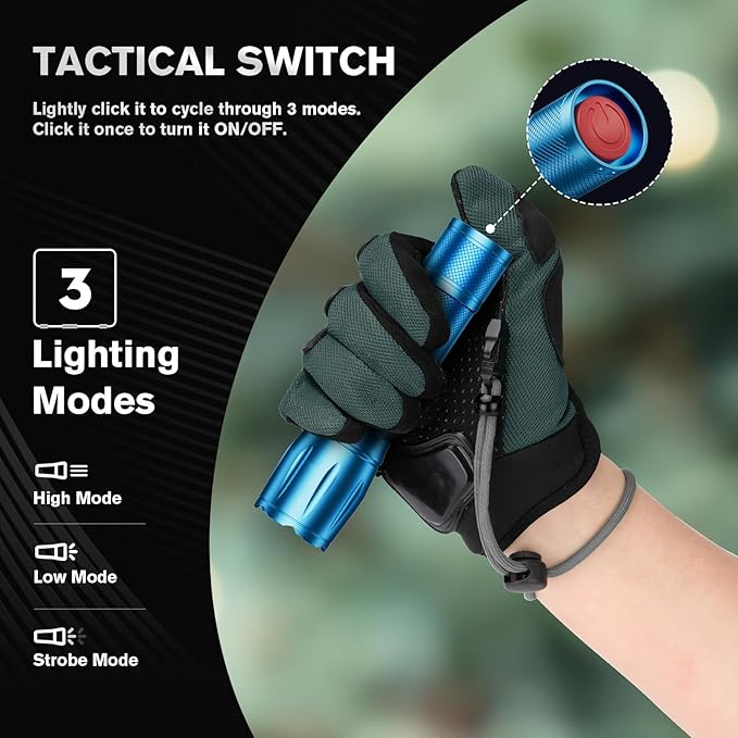 RECHOO LED Flashlight 2 Pack Blue, Tactical Flashlights High Lumens with 3 Modes, Pocket Small