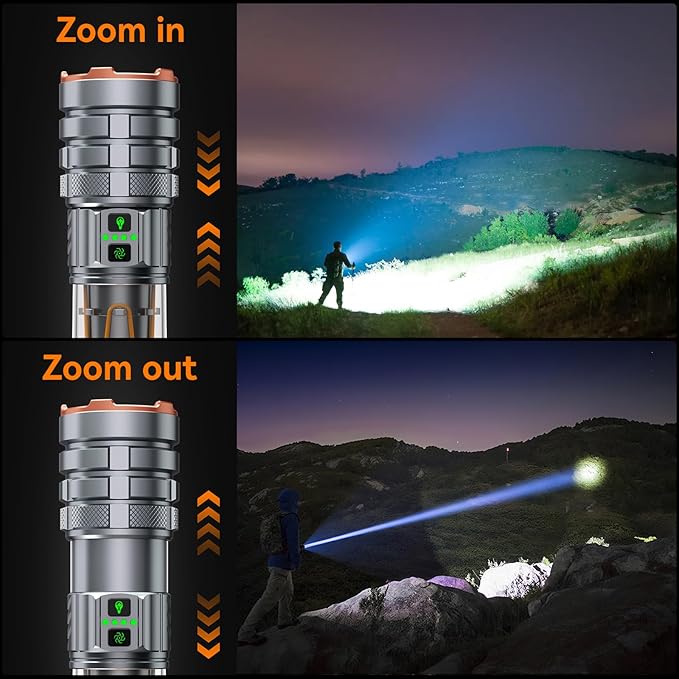 LED Flashlights High Lumens Rechargeable, 90000 High Lumens Super Bright Flashlight Camping with 11