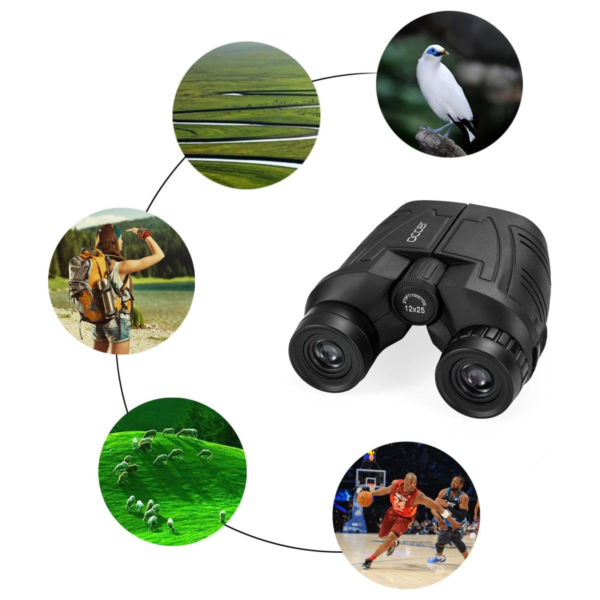 Occer 12x25 Compact Binoculars for Adults and Kids