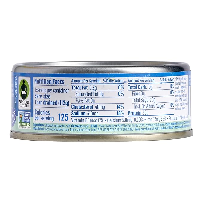 Sea Tales Solid Light Skipjack Canned Tuna in Water - 100% Pole & Line Wild Sustainably Caught