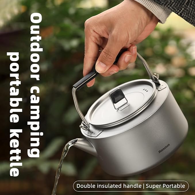 Camping Kettle Titanium Camp Tea Coffee Pot Portable Lightweight Tea Kettle Teapot Fast Heating