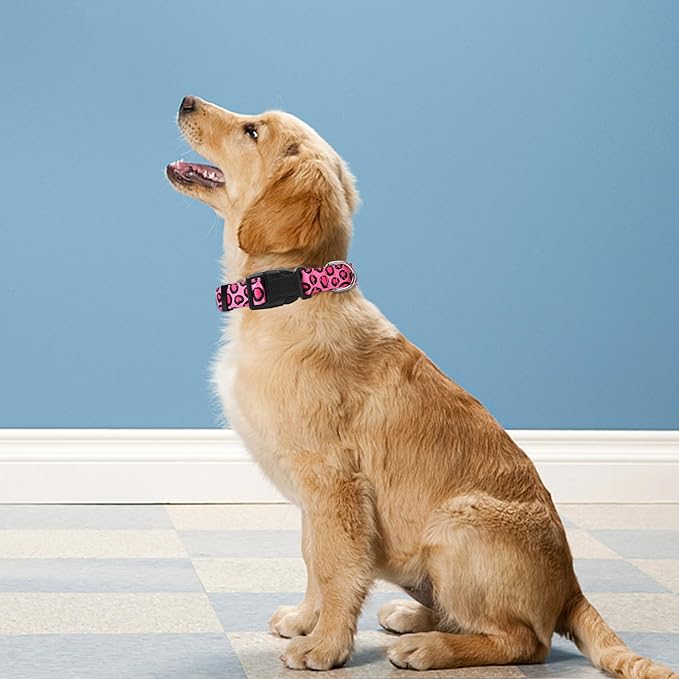 Reflective Dog Collar, Adjustable Soft Neoprene Padded Nylon Pet Collars with Buckle for Puppy and