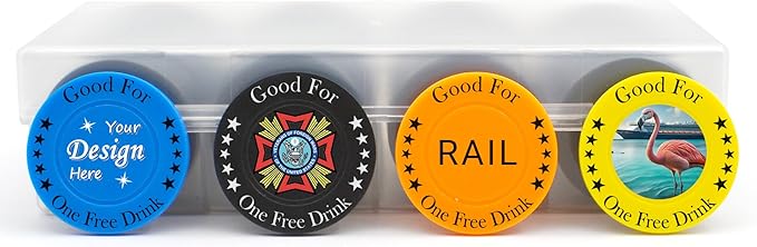 100 Custom Poker Chips，Add Your Logo or Text on a Chip,Good for Beer Token or Drink Token in Bar