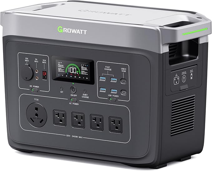 GROWATT Portable Power Station ，INFINITY 2000 Black Electric Solar Generatorï¼?048Wh LifePO4