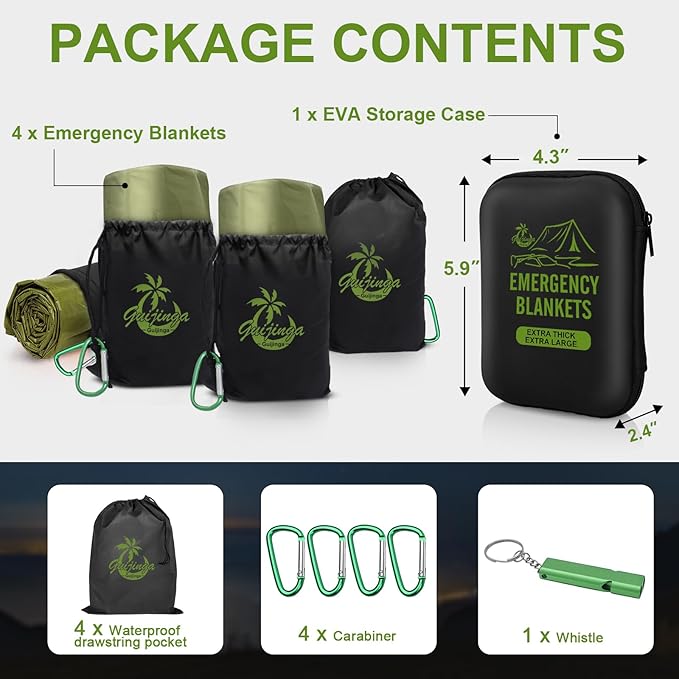 Emergency Blankets for Survival, 2-Pack/4-Pack Space Blankets, Gigantic & Extremely Thick Survival