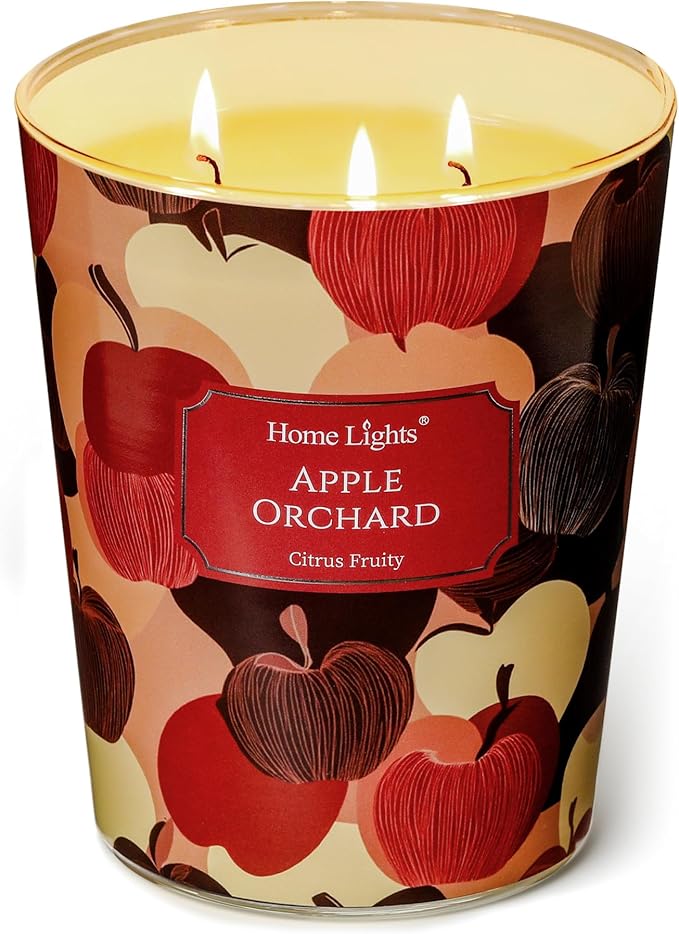 HomeLights Large jar Candle | 3-Wick Long-Lasting Scented Candles, 34oz Natural Soy Wax Candle for