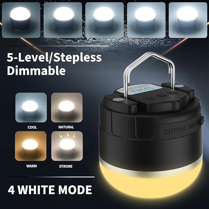 1000LM Rechargeable Camping Lantern, 110H Runtime Compact Portable Tent Light with 5 Brightness