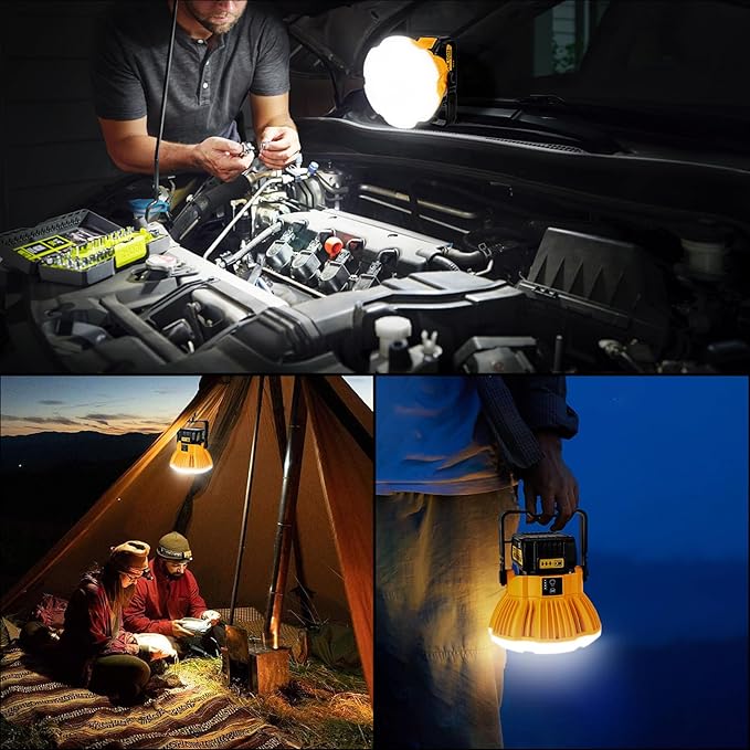 2400LM LED Camping Lantern Light for Dewalt 18V 20V MAX Battery, 3 Adjustable Brightness Cordless