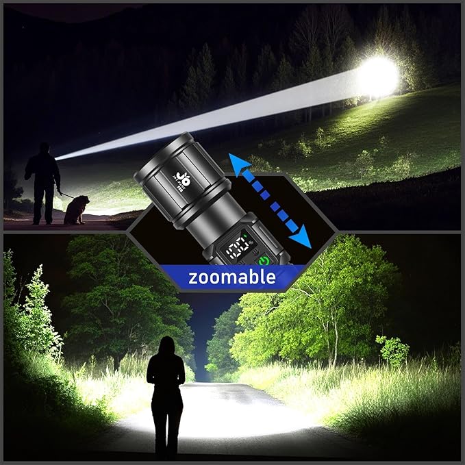 JAY-PARK Flashlights High Lumens, Rechargeable Flashlight 10000 Lumens with Magnetic, Bright Flash
