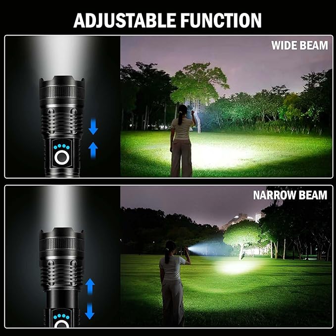 Led Flashlights High Lumens Rechargeable 2 Pack, 99000 Lumen Super Bright Fashlight with 5000ɱAh