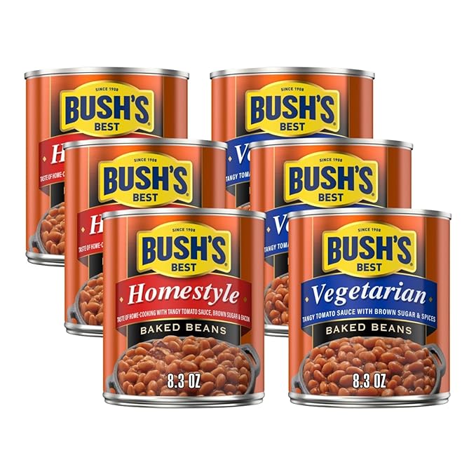 Bush's Best Baked Beans, Homestyle, & Vegetarian, 8.3 Ounce Each (Variety Pack)