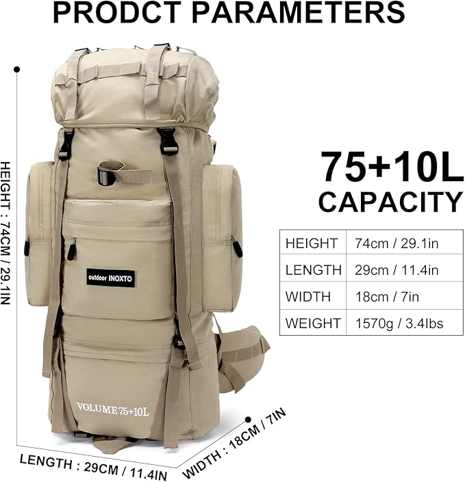 85L Lightweight Internal Frame Hiking Backpack for Men Women, Waterproof Travel Camping Backpack