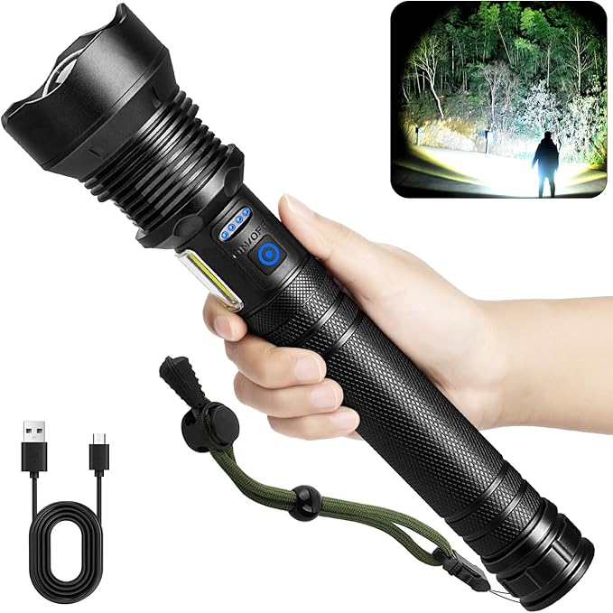 Cinlinso Rechargeable LED Flashlights High Lumens, 99,000 Lumens Super Bright Flash Light with 7