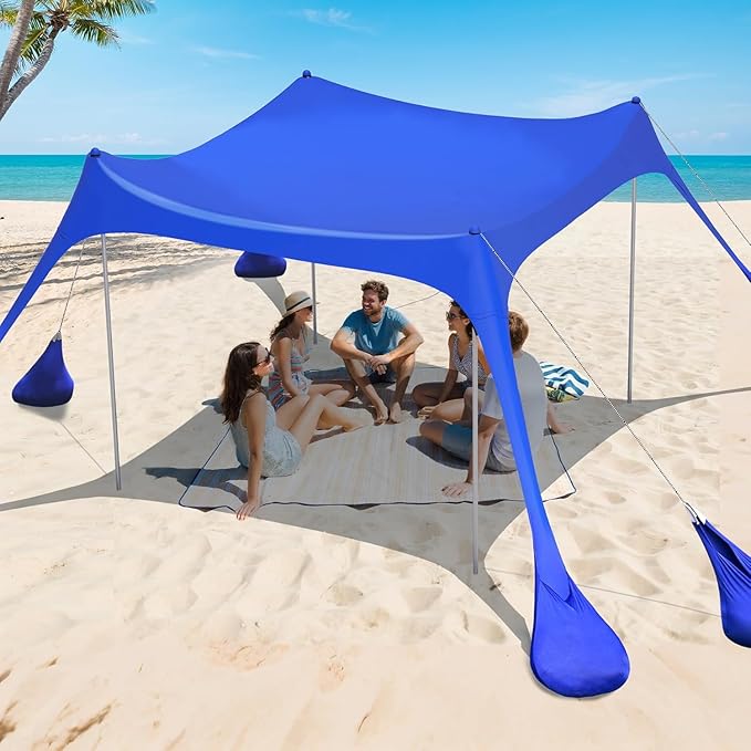 2PM SPORTS Beach Tent Canopy with UPF50+ UV Protection, Outdoor Large Beach Sun Shade Shelter for