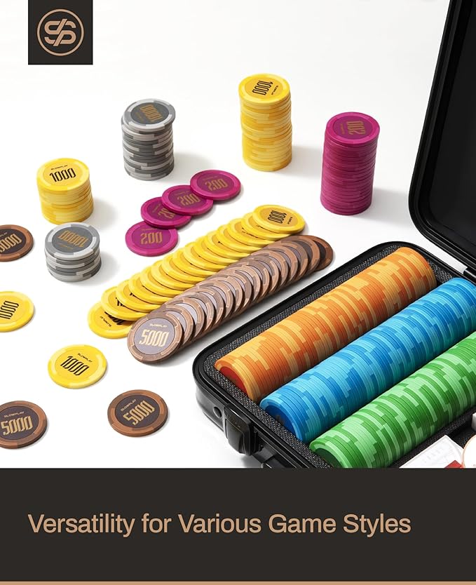 SLOWPLAY Godel Clay Poker Chips, 14 Grams Heavyweight Clay Composite, 40mm Large Chips in Bulk