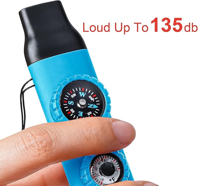 Emergency Survival Safety Whistle，Whistle for Kids with Lanyard,Compass,Thermometer,Ideal for