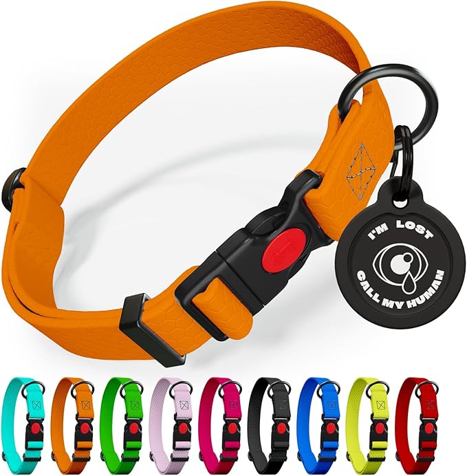 Adjustable Dog Collar with Safety Lock Buckle - Made in USA - Honeycomb Waterproof Heavy Duty Dog