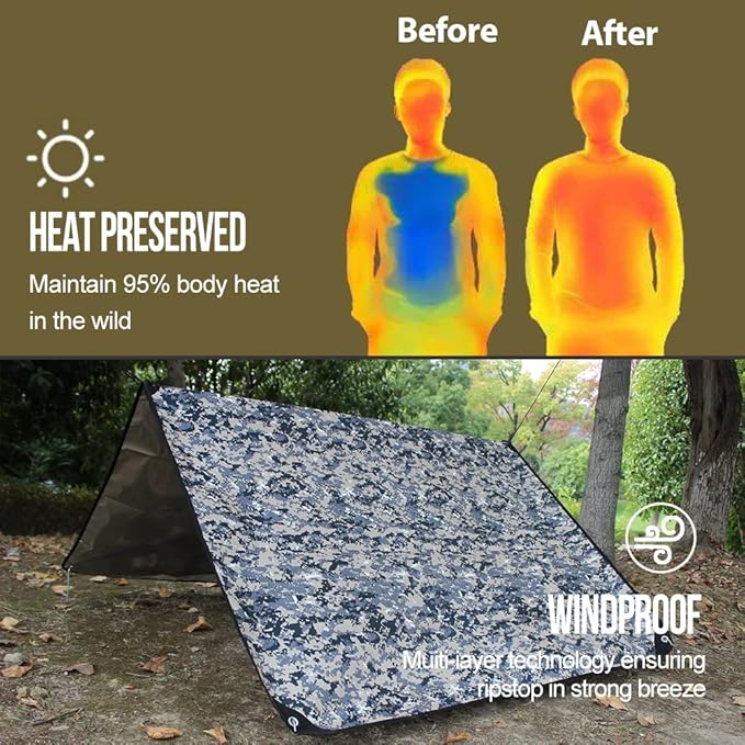LYN Heavy Duty Emergency Blanket Survival Gear Waterproof Insulated Blanket Emergency Tarp for