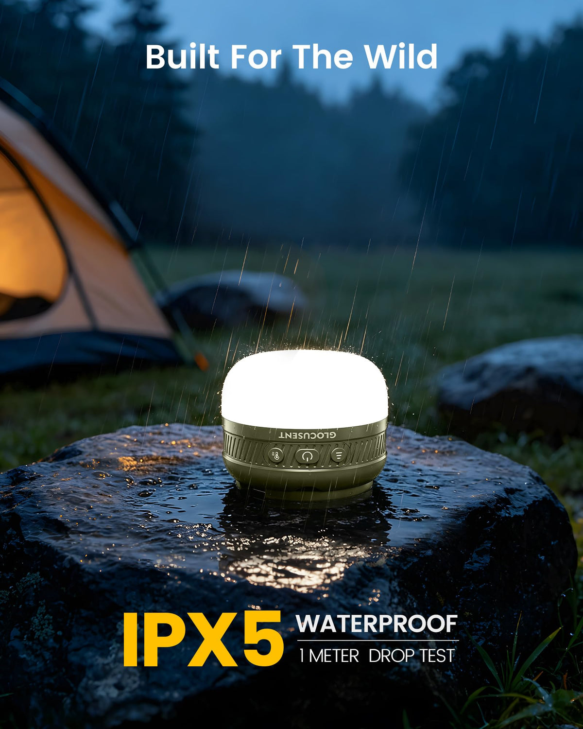 Glocusent Camping Lantern - 5000mAh, Rechargeable, Solar - product view 6