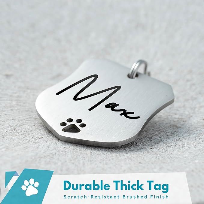 Ultra Joys Dog Tags Personalized for Pets - Hollow Paw Custom Pet ID Tag - Engraved Dog Tag for