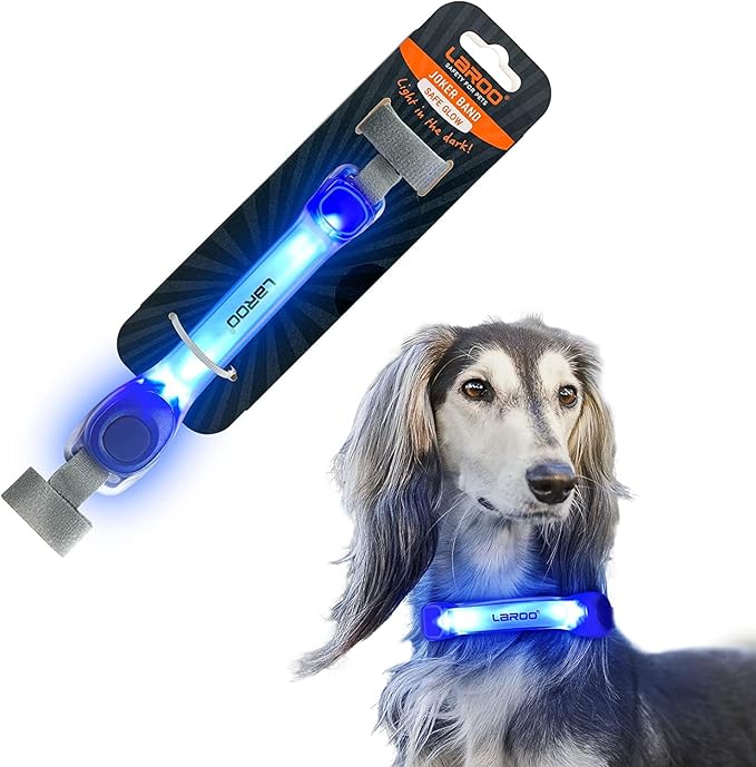LaRoo Light Up Dog Collar with Nylon Stickers, Universal Glowing Collar Accessories for Leash